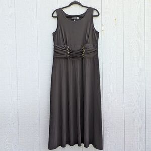 Antthony Lace Up Corset Front‎ A-line Midi Dress Black Large